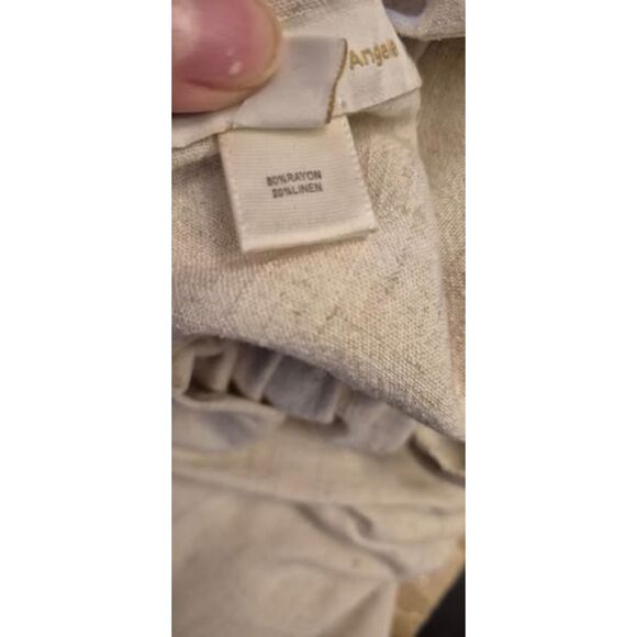 Monteau Los Angeles Size Small Rayon Linen Blend Faux Wrap Dress Ivory Tan EUC - Picture 4 of 4